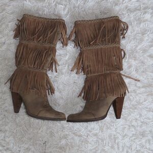 Fringe boot heels